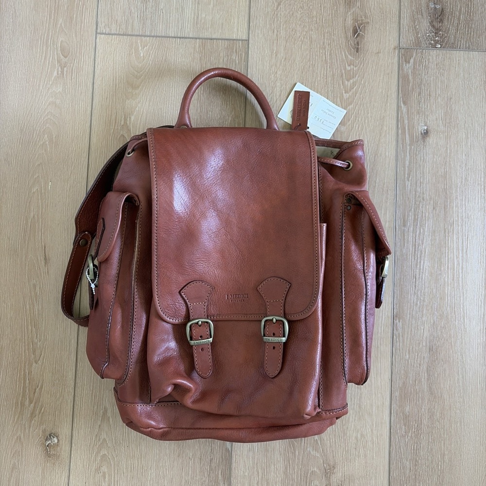 MEDICI FIRENZE ITALY FLORENCE GENUINE LEATHER BROWN BACKPACK NWT